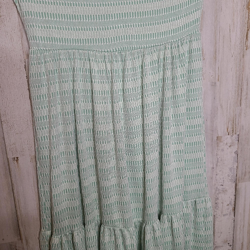 Caution To The Wind Tiered Skirt Midi Dress Aqua Blue Green Size Medium - Picture 9 of 10